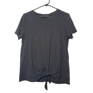 Social Standard T Shirt Womens Black Short Sleeve Top Front Tie Scoop Neck